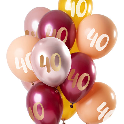 Balony 40 lat różowe 30cm 12szt