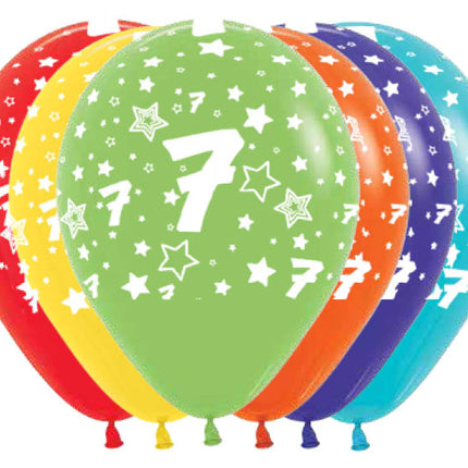 Balony cyfra 7 mix 30cm 25szt
