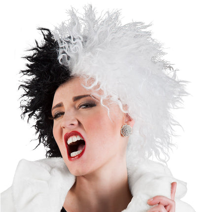 Peruka Cruella de Vil czarno-biała