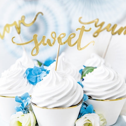 Nakładki na babeczki Gold Sweet Love Yum 13cm 6szt.