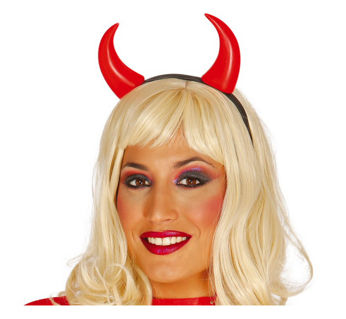 Opaska do włosów na Halloween Diabelskie Rogi Czerwona