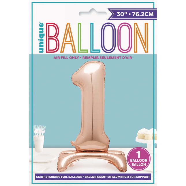 Balon foliowy Figura 1 Rose Gold Standard 76 cm