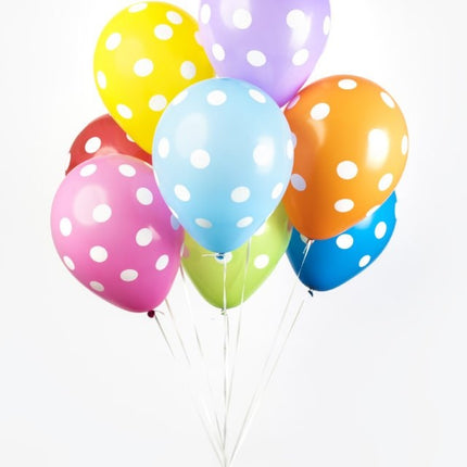 Kolorowe balony w kropki 30,5 cm 8 szt.