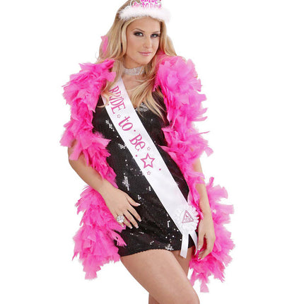 Biało-różowa szarfa dla panny młodej