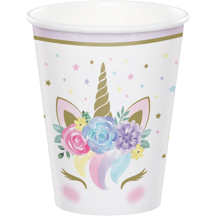 Kubki Jednorożec Kwiaty 256ml 8szt