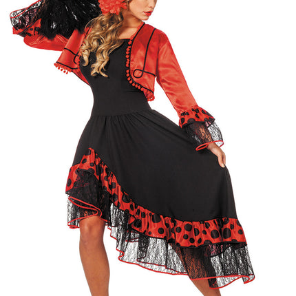 Sukienka hiszpańska flamenco czerwono czarna