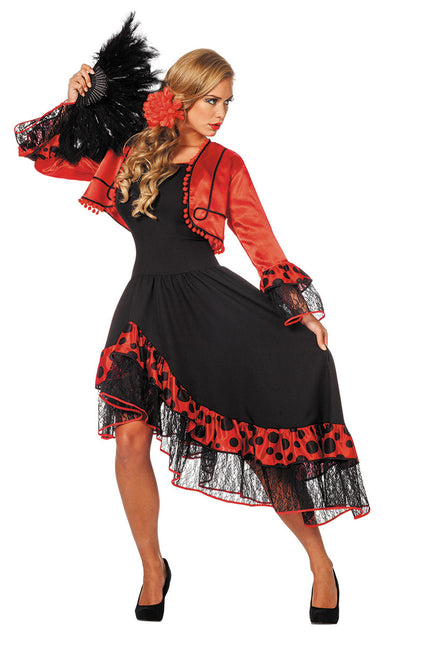 Sukienka hiszpańska flamenco czerwono czarna
