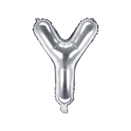 Balon foliowy litera Y srebrny pusty 35 cm