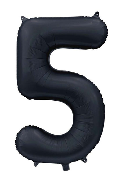 Czarny balon z cyfrą 5 lat, połysk 86 cm
