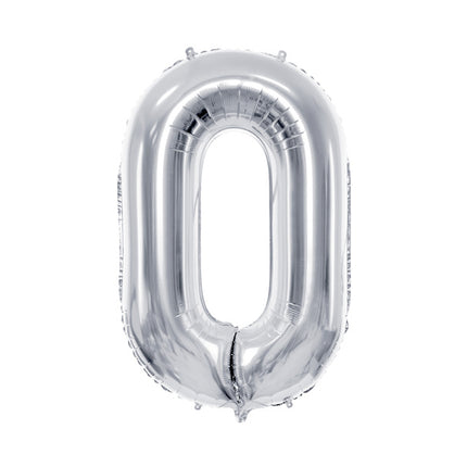 Balon z figurką 0 lat srebrny pusty 72 cm