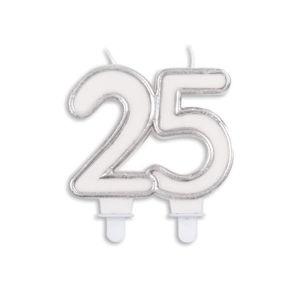 Świeca 25 lat srebrna 7 cm