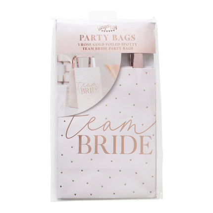 Różowe torebki imprezowe Team Bride 27cm 5szt.