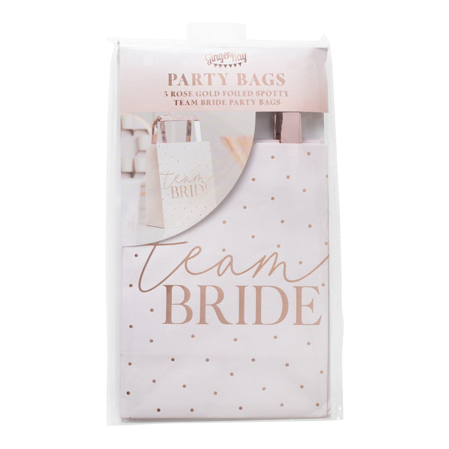 Różowe torebki imprezowe Team Bride 27cm 5szt.