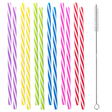 Słomki plastikowe wielokrotnego użytku 21cm 12szt