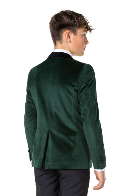 Ciemnozielona aksamitna marynarka chłopięca dla nastolatków <tc>OppoSuits</tc>