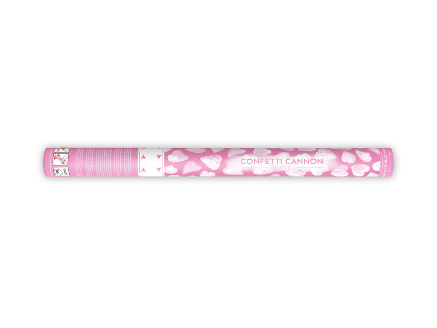 Konfetti Cannon Hearts White 60cm