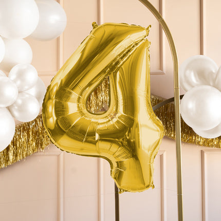 Balon z figurką na 4 lata złoty pusty 72 cm