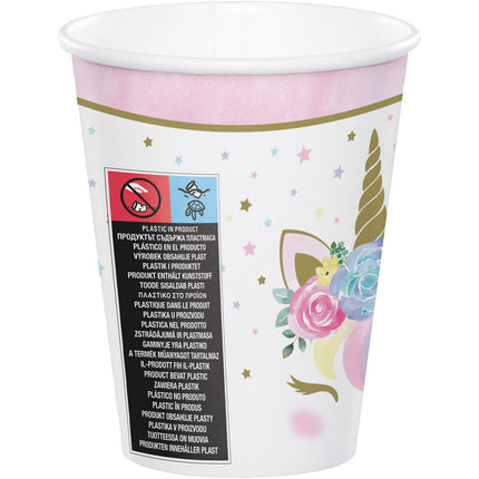 Kubki Jednorożec Kwiaty 256ml 8szt