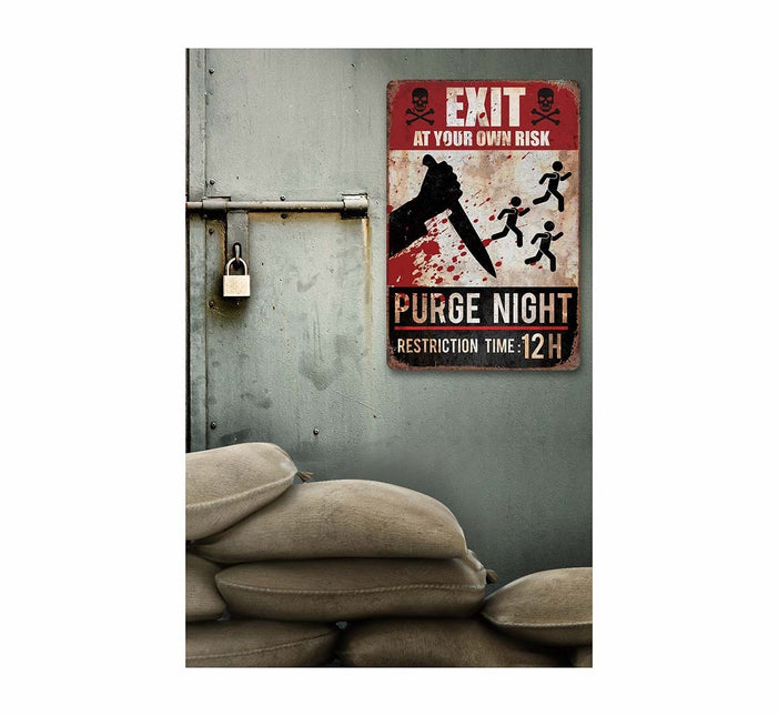 Halloweenowa dekoracja ścienna Purge Night Sign 36cm