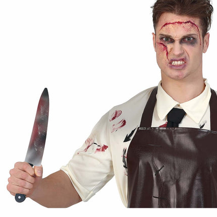 Fałszywy nóż na Halloween Krew 39cm