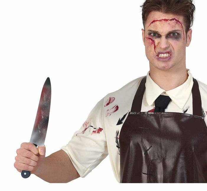 Fałszywy nóż na Halloween Krew 39cm
