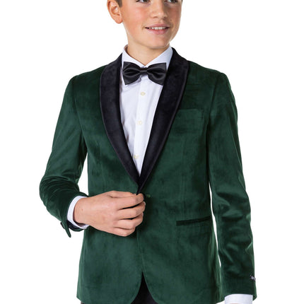 Ciemnozielona aksamitna marynarka chłopięca dla nastolatków <tc>OppoSuits</tc>