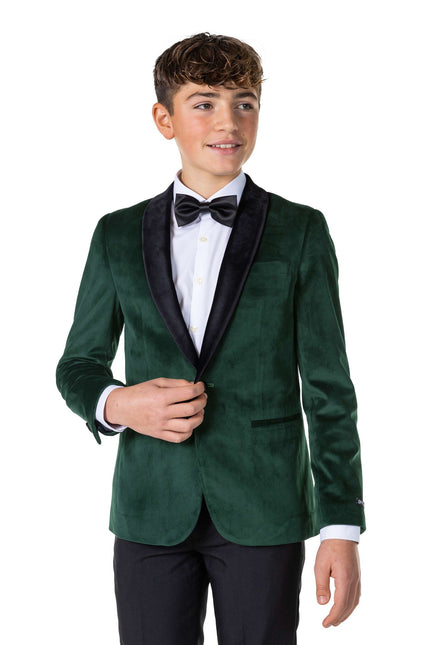 Ciemnozielona aksamitna marynarka chłopięca dla nastolatków <tc>OppoSuits</tc>