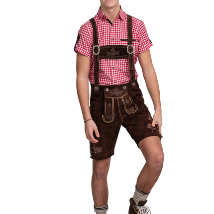 Brązowe krótkie buty męskie Lederhose