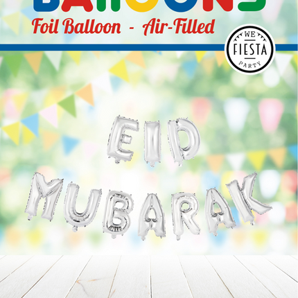 Balony z literą Eid Mubarak srebrne puste 41cm