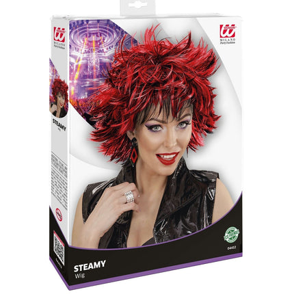 Czarno-czerwona peruka
