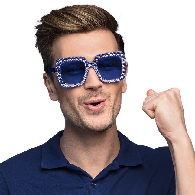 Niebieskie okulary z brokatem