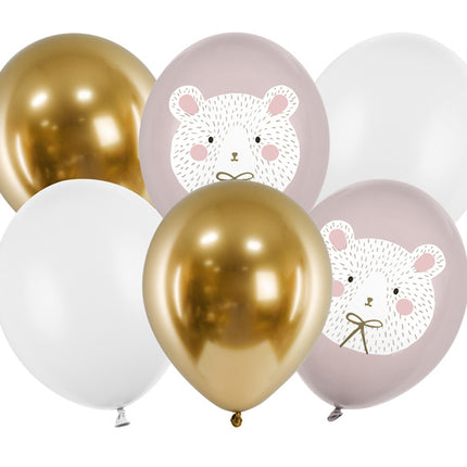 Balony miś polarny mix 30cm 6szt
