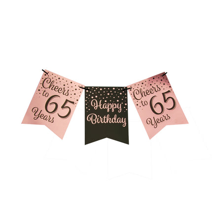 Banner 65 Years różowo-czarny 6m