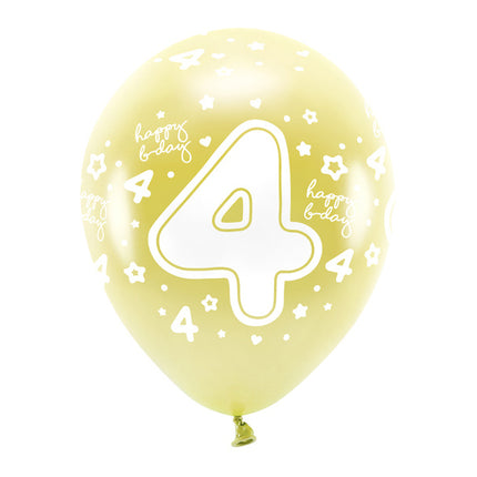 Balony 4 lata złote 33cm 6szt
