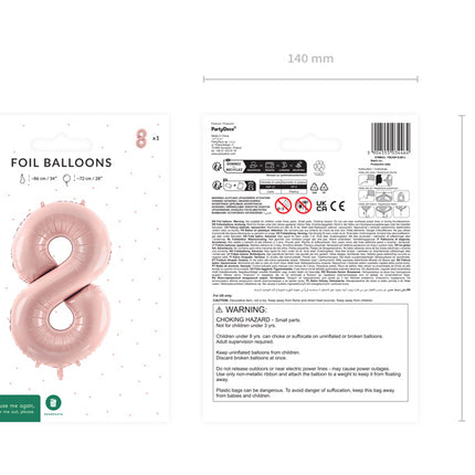 8-letni balon z figurką jasnoróżowy pusty 72 cm