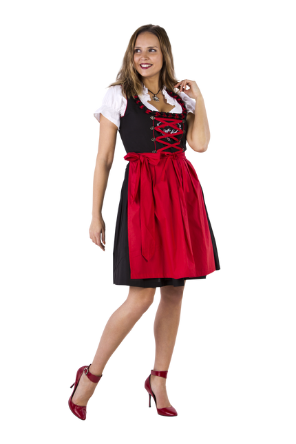 Czarno-czerwona sukienka Dirndl Oktoberfest Ladies