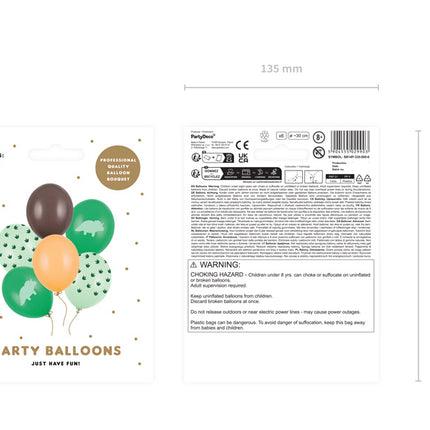 Balony dinozaury zielone 30cm 6szt