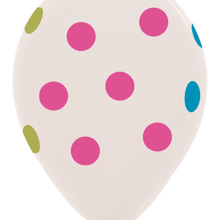 Balony Neon Polka Dots Crystal Clear 30cm 25szt