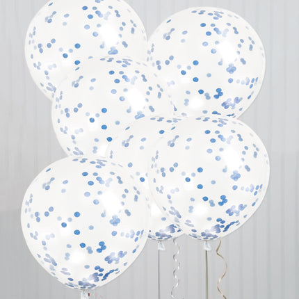 Balony z konfetti Niebieskie 30cm 6szt