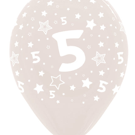 Balony Numer 5 Crystal Clear 30cm 25szt