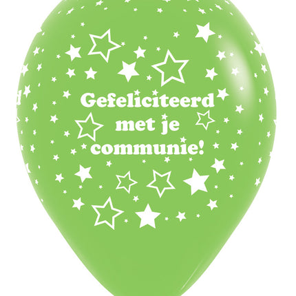 Balony komunijne gwiazdki limonkowa zieleń 30cm 25szt
