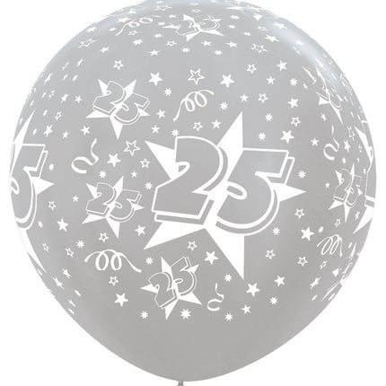 Balony numer 25 srebrne 91cm 2szt