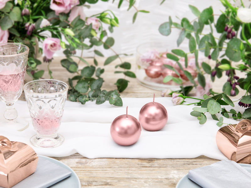Świece Globe Rose Gold Metallic 6cm 10szt