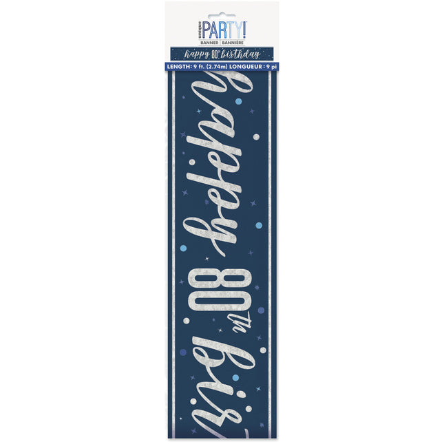 Baner urodzinowy Niebieski 80 lat 2,74 m