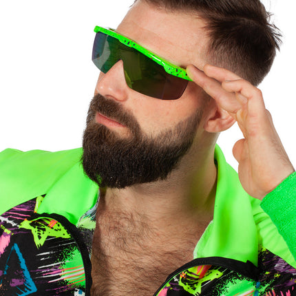 Neonowe zielone okulary 80'S