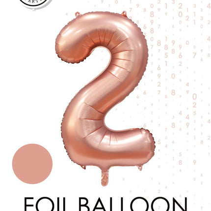 Balon z figurką w kolorze różowego złota 2 lata, połysk 86 cm