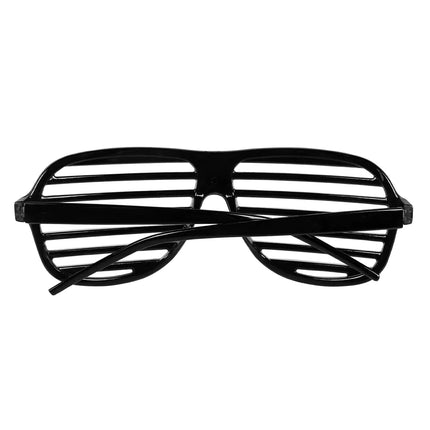 Czarne okulary z brokatem w paski