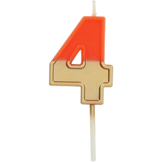 Świeczka 4 Years Retro Orange 5cm