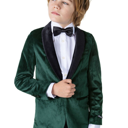 Ciemnozielony aksamitny blezer chłopięcy <tc>OppoSuits</tc>