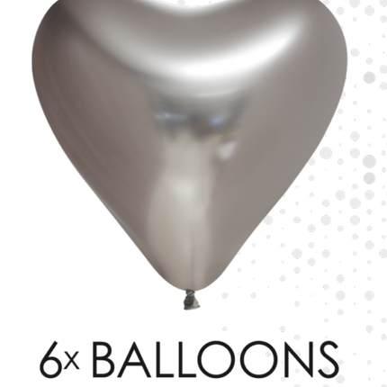 Balony serca srebrne 30cm 6szt
